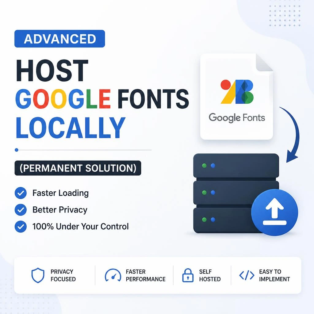Advanced guide to downloading and hosting Google Fonts locally on a web server for permanent optimization.