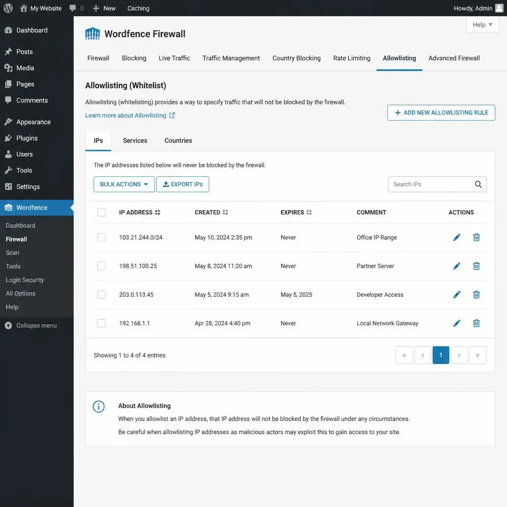 Checking blocked upload actions inside WordPress security plugin firewall