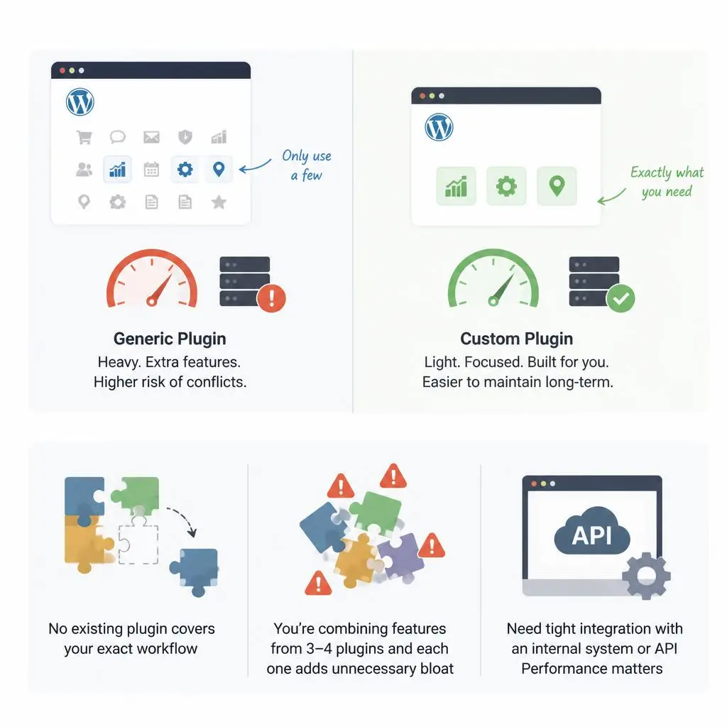 What is custom WordPress plugin development explained with custom plugin functionality for WordPress websites.