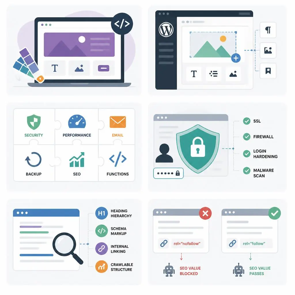 Key components of a custom WordPress website architecture