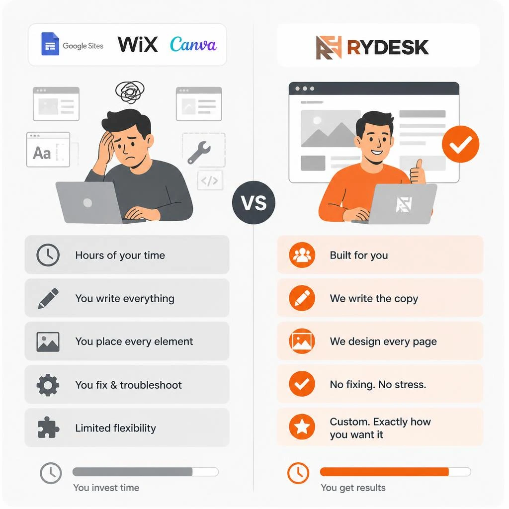 Choose how you want your free website built with easy website builder options
