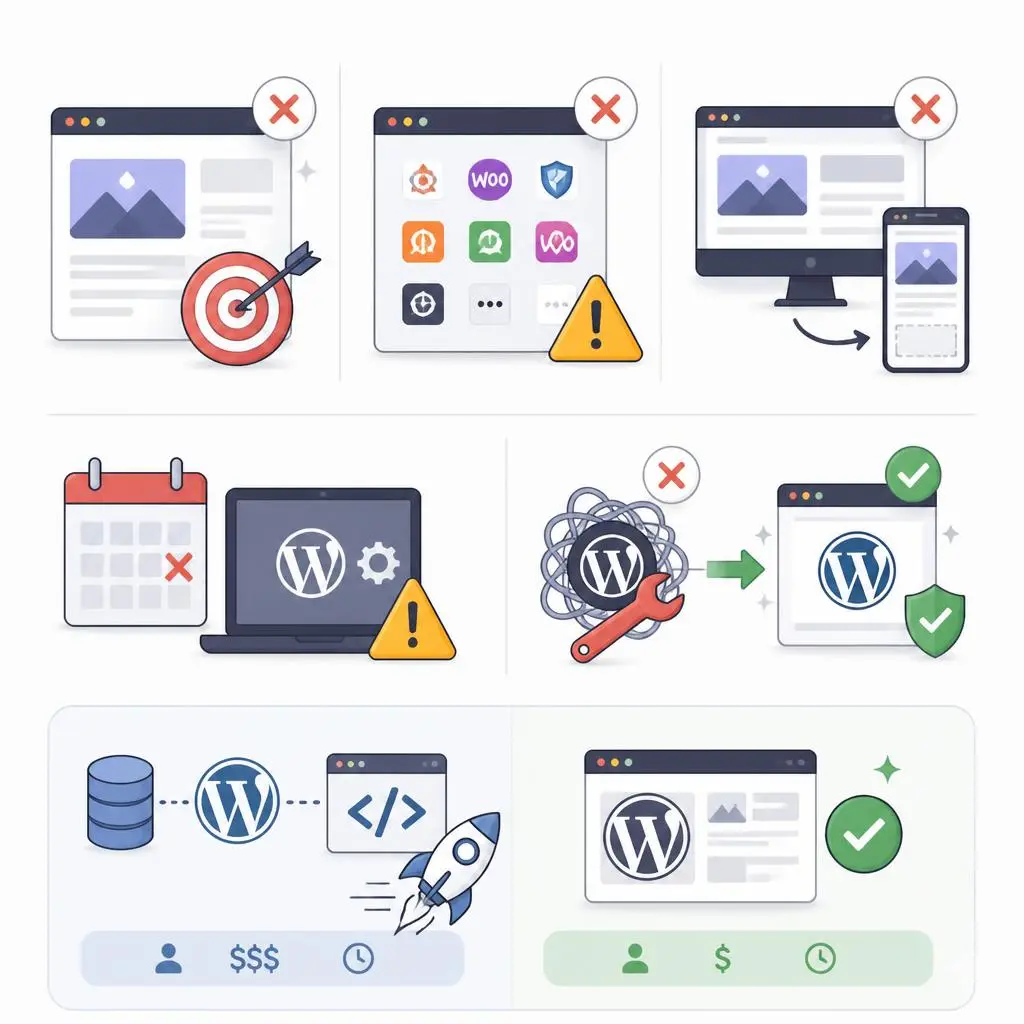 Common WordPress development mistakes by small businesses and headless WordPress comparison