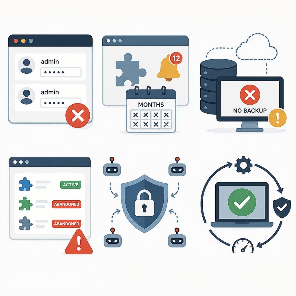 WordPress wp-admin login page protected with CAPTCHA, login URL security, firewall, and brute-force attack prevention for enhanced website security.