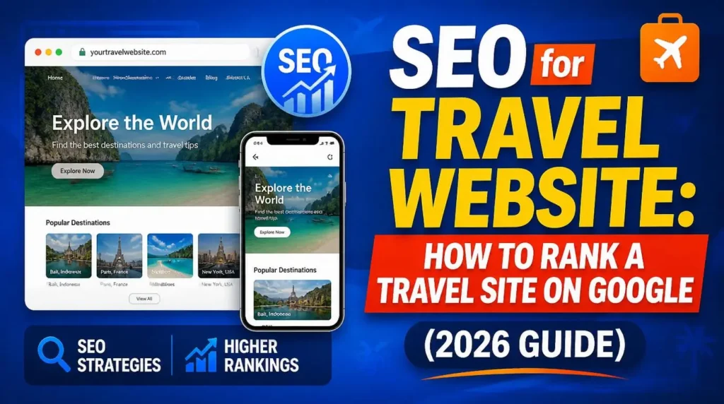 SEO for travel websites showing strategies to rank higher on Google in 2026