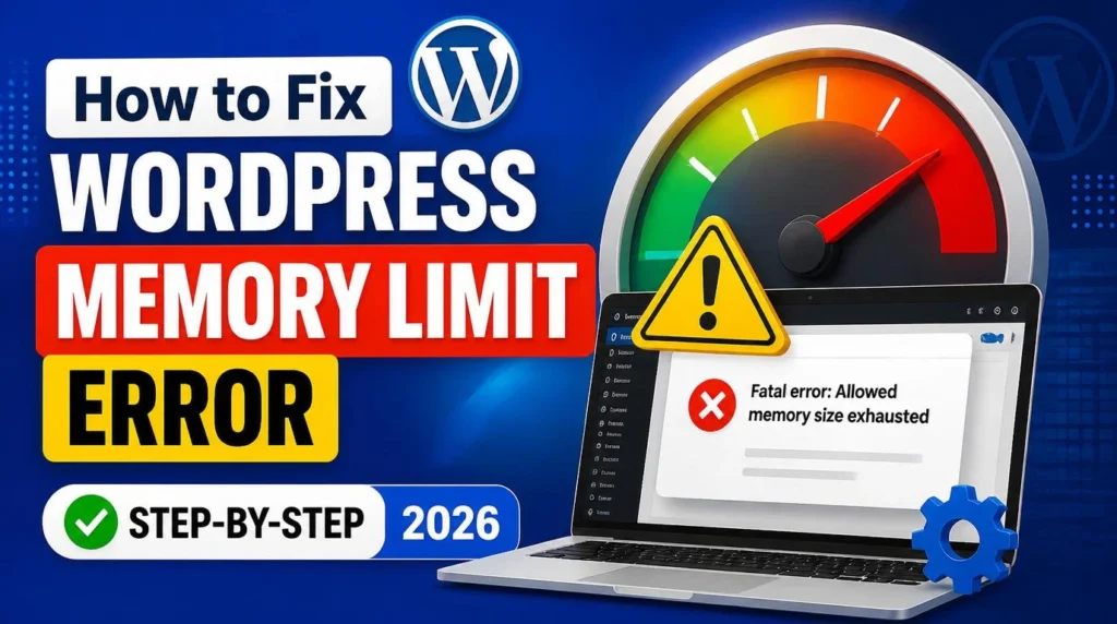 WordPress memory limit error message shown in browser — fatal error allowed memory size exhausted
