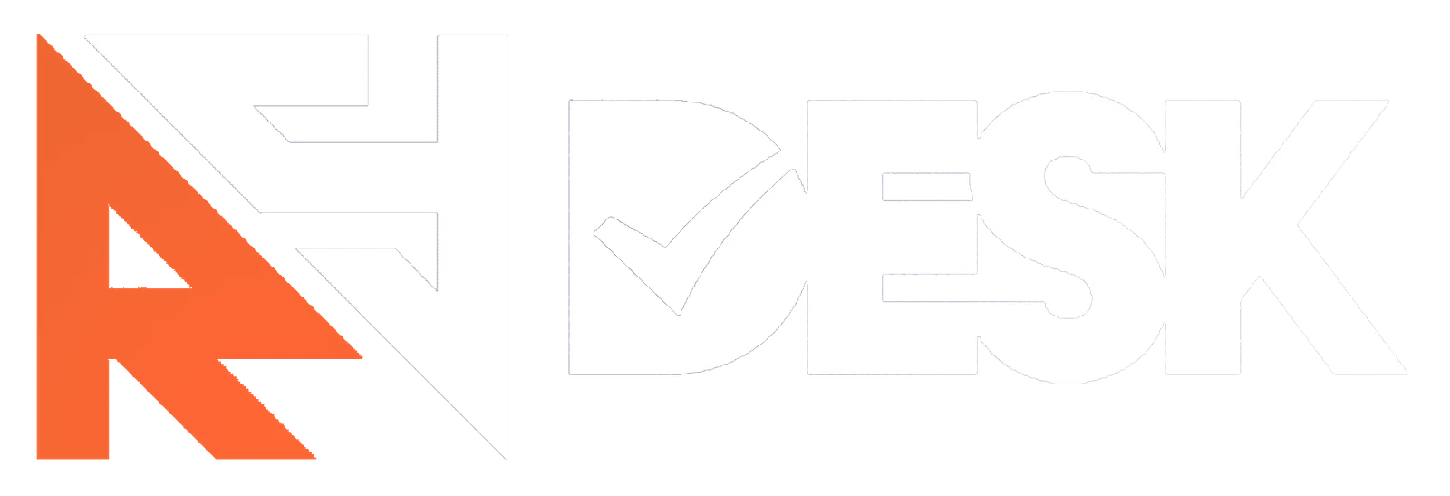 "RYdesk logo with stylized bold letters, featuring an orange 'R' design element and a white 'DESK' text on a light background.