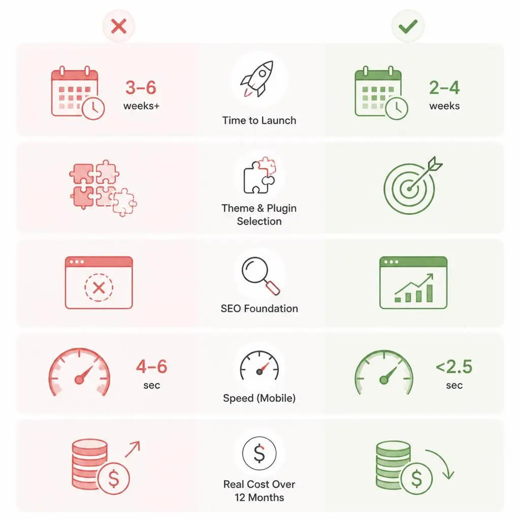 DIY vs professional WordPress website build comparison